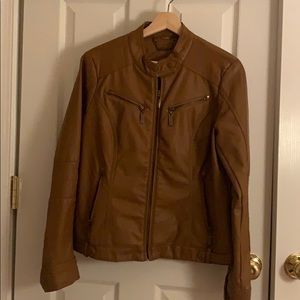 Brown Imitation Leather Jacket